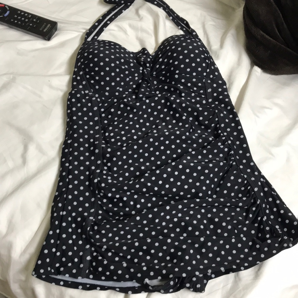 Poker dot one piece butt covered swimsuit